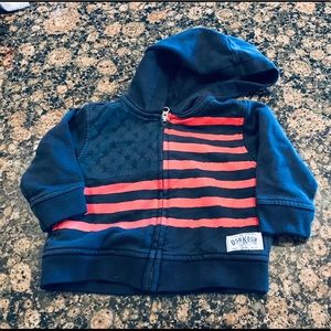 6m. OshKosh Baby Patriotic American Flag Hoodie Jacket Sweater